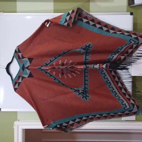 Urban CoCo Southwest Open Front Wrap Shawl Poncho NNT - Picture 4 of 12